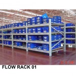 ชั้นวางสินค้าในโรงงาน (Flow rack ) - จำหน่าย เคมีภัณฑ์  คิวเบสท์ เอ็นเตอร์ไพร์ส