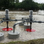 งานติดตั้งเครื่องเติมอากาศผิวน้ำ (SURFACE AERATORS - บริษัท เอทีพี อินโนเวชั่นส์ จำกัด