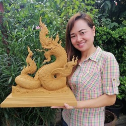 รับแกะสลักงานพญานาคตนเดี่ยว