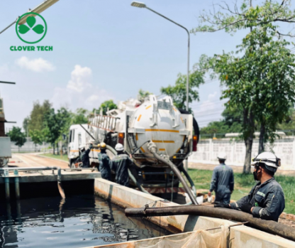 บริการล้างบ่อโรงงาน - รับล้างถังเคมี ถังบำบัดน้ำเสีย ระยอง - โคลเวอร์เทค