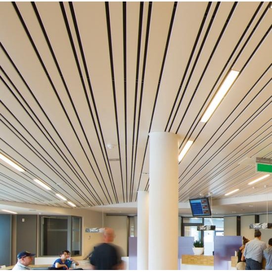 ฝ้าเส้นตรง (LINEAR CEILING) ฝ้า  ผนัง  แผงบังแดดอลูมิเนียม  แผ่นปิดผนัง  แผงบังแดดดินเผาขึ้นรูป  เรซิ่น  อะคริลิค  กระจก 