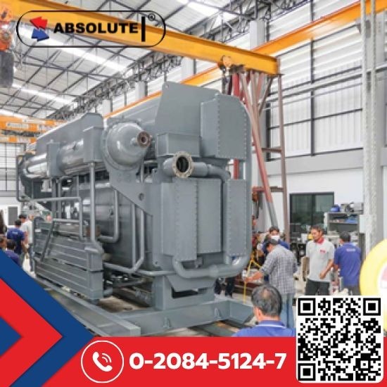 ติดตั้งเครื่องชิลเลอร์ทำน้ำเย็น ABSOLUTE Absorption Chiller  ผลิตเครื่องทำความเย็นแบบดูดซึมABSOLUTE Absorption Chiller  Absorption Chiller พร้อมระบบ Online Monitoring 