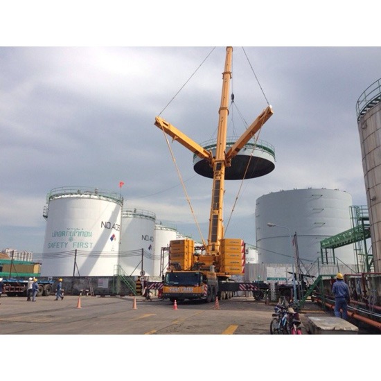 รถเครน 400 ตัน งานยกฝาถัง  รถเทรลเลอร์ 