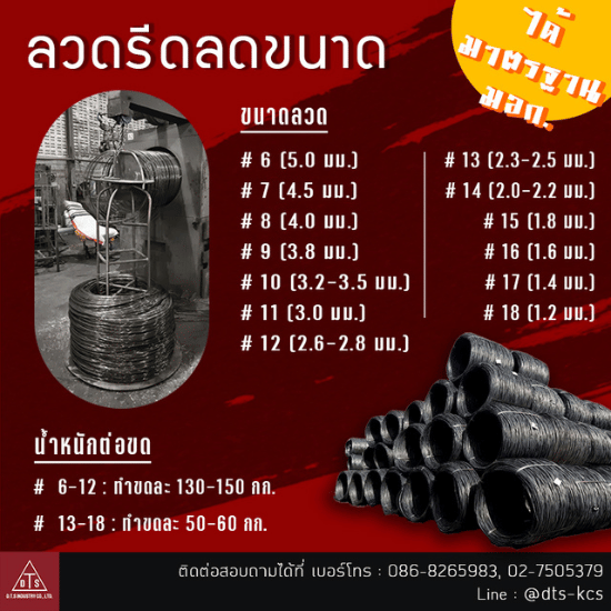 ลวดรีดตามขนาด สั่งผลิตได้ - โรงงานผลิตตะแกรงไวร์เมช เหล็กปอก ลวดผูกเหล็ก - ดี.ที.เอส.อุตสาหกรรม