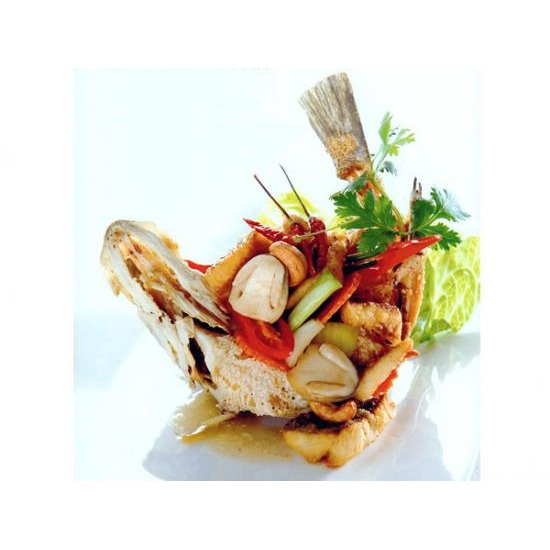 ปลาทอดผัดเม็ดมะม่วงหิมพานต์  เมนูปิ่นโต 