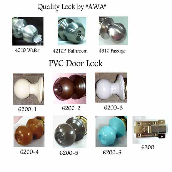 กุญแจลูกบิด PVC - Plastic Lock (AWA) ตลับเมตร  เทปวัด  กุญแจ  ลูกบิด  กลอนประตู  คันผลักประตูหนีไฟ  ตาแมว  ลูกบิดสแตนเลส  บานพับ 