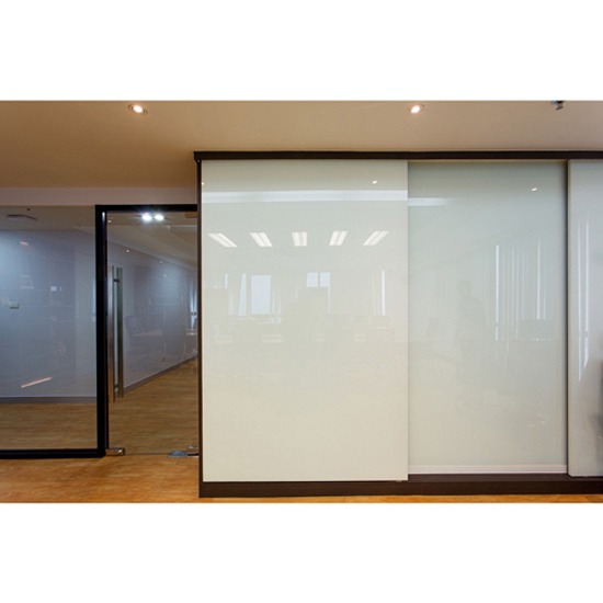 บานประตูเลื่อน กระจก color coated สีขาว