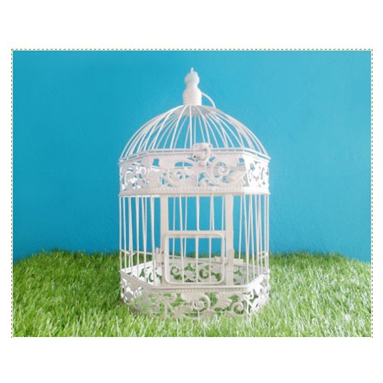 กรงนกทรงหกเหลี่ยมลายฉลุ ขนาดใหญ่