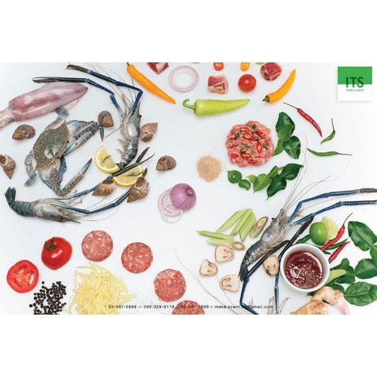 แนวกลิ่นที่เป็นเมนูอาหาร หัวเชื้อกลิ่น  flavor  หัวน้ำหอม  fragrance  เคมีอาหาร  seasoning  ผงปรุงรส 