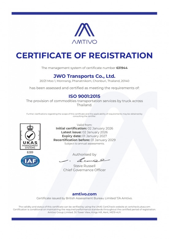 Certificate - JWO Transports Certificate - JWO Transports