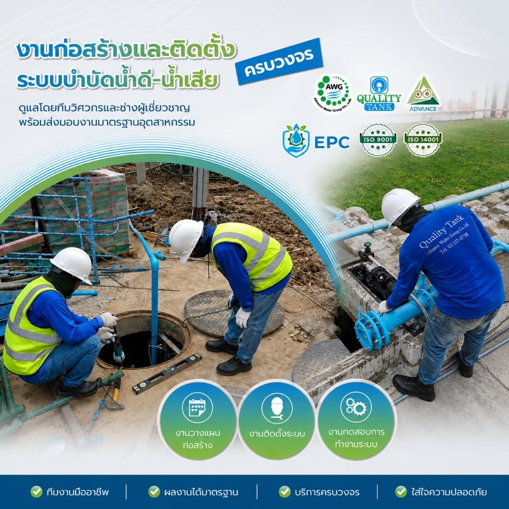 แอดวานวอเตอร์ ออกแบบติดตั้งระบบน้ำดีน้ำเสียครบวงจร