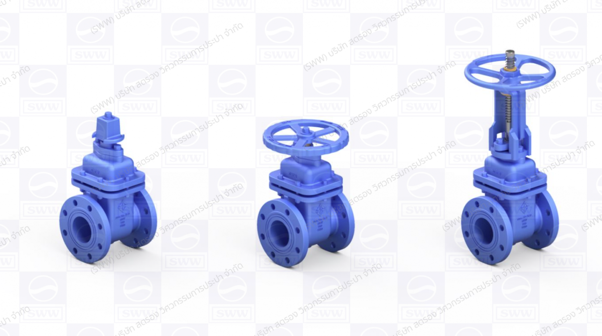 ประตูน้ำเหล็กหล่อ ลิ้นยกแบบรองลิ้นโลหะ (Gate Valve) มอก.256-2540