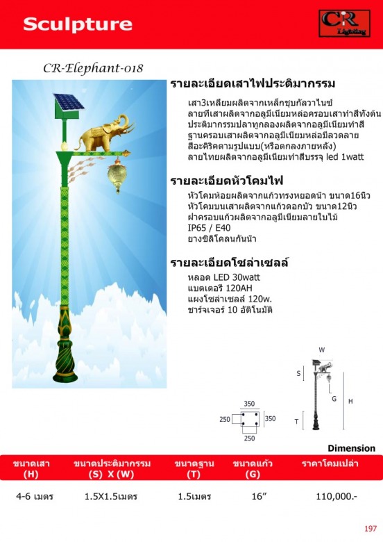เสาไฟโซล่าเซลล์ช้าง