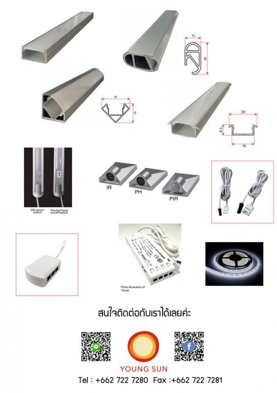 รวมอุปกรณ์ฟิตติ้งรางไฟตู้เสื้อผ้า