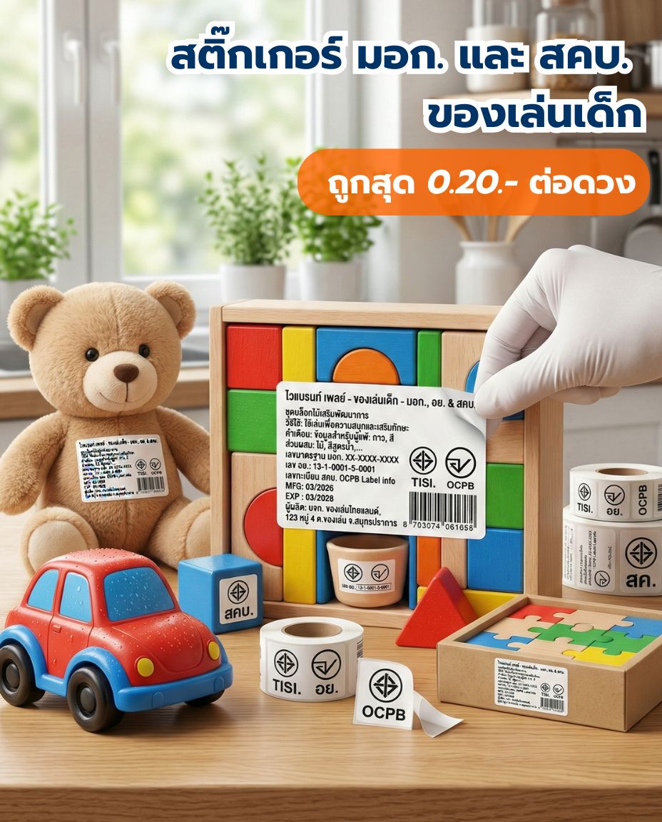 สติ๊กเกอร์ มอก. และ สคบ. ของเล่นเด็ก