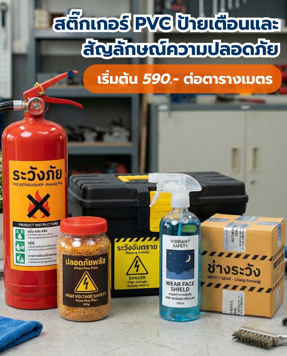 สติ๊กเกอร์ PVC ป้ายเตือนและสัญลักษณ์ความปลอดภัย
