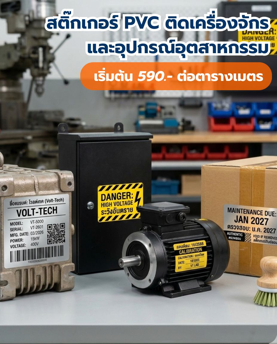 สติ๊กเกอร์ PVC ติดเครื่องจักรและอุปกรณ์อุตสาหกรรม
