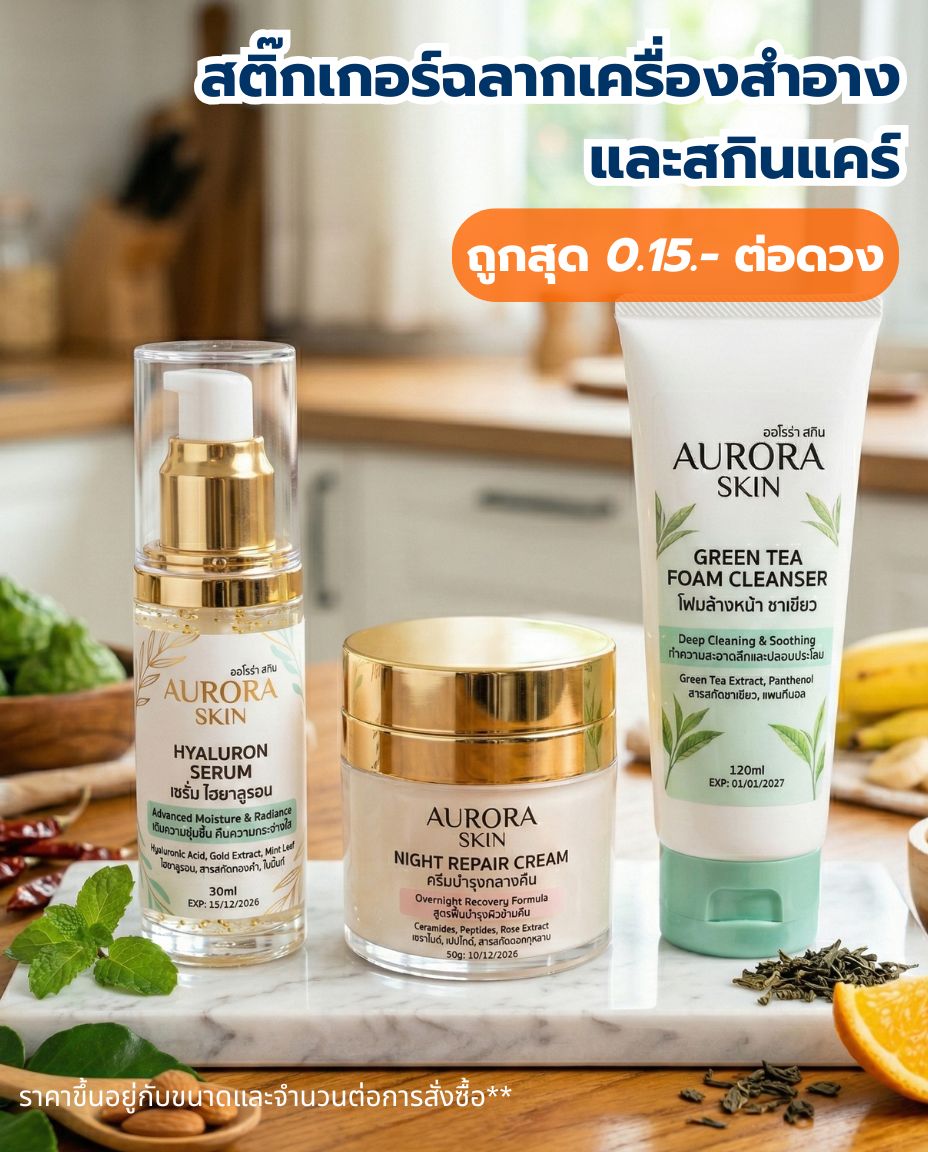 สติ๊กเกอร์ฉลากเครื่องสำอางและสกินแคร์