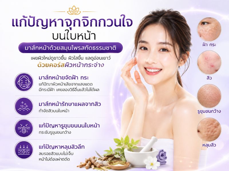 มาส์กหน้าด้วยสมุนไพรสกัดธรรมชาติ มาส์กหน้าด้วยสมุนไพรสกัดธรรมชาติ